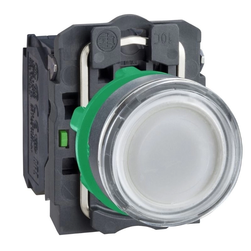 Pulsador luminoso plástico XB5 blanco C/led 24VCA/CC 1NAC+1NC